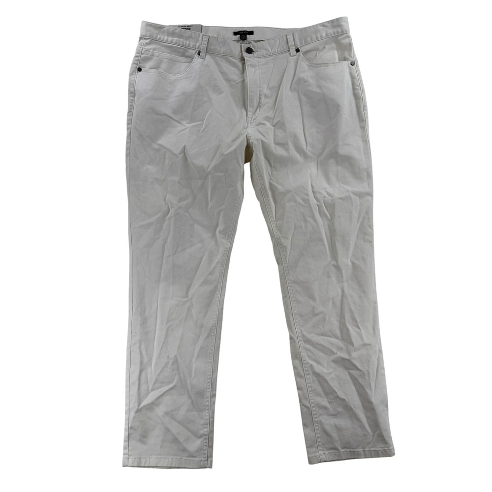 Alfani Pants Mens 40x30 White Straight Leg Stretch Cotton Blend Khakis NWT